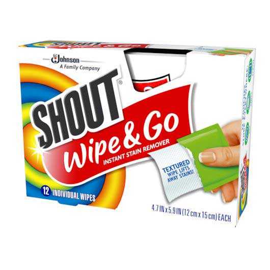 Shout Wipe & Go Instant Stain Remover Wipes - 12 count