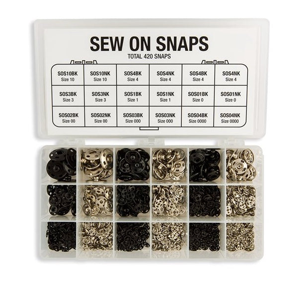 Sew-On Snaps - Assorted Tray (420 Pieces)