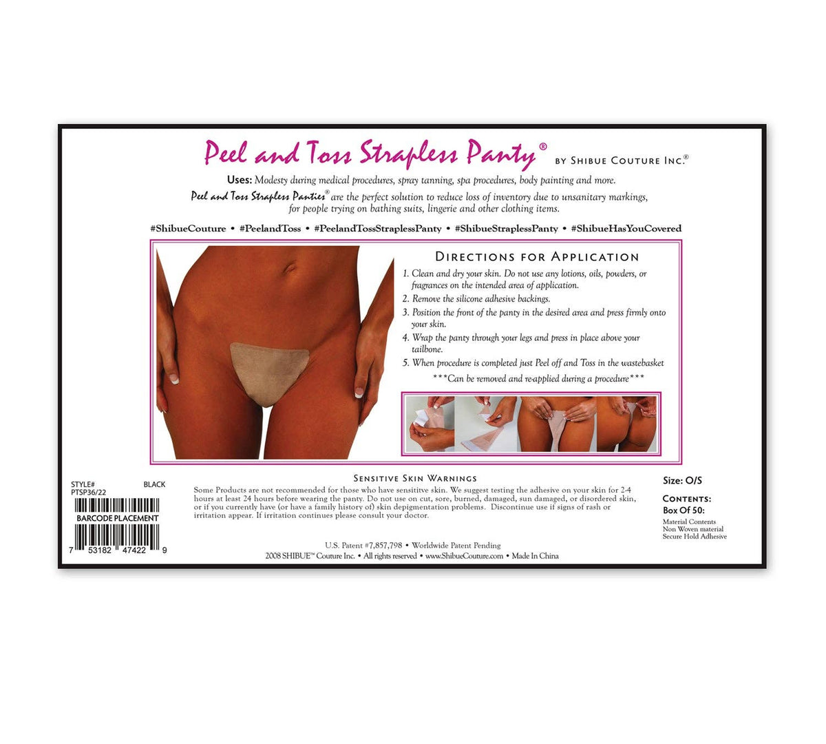 Classic Disposable Peel and Toss Strapless Panty: 50 / Nude / One size