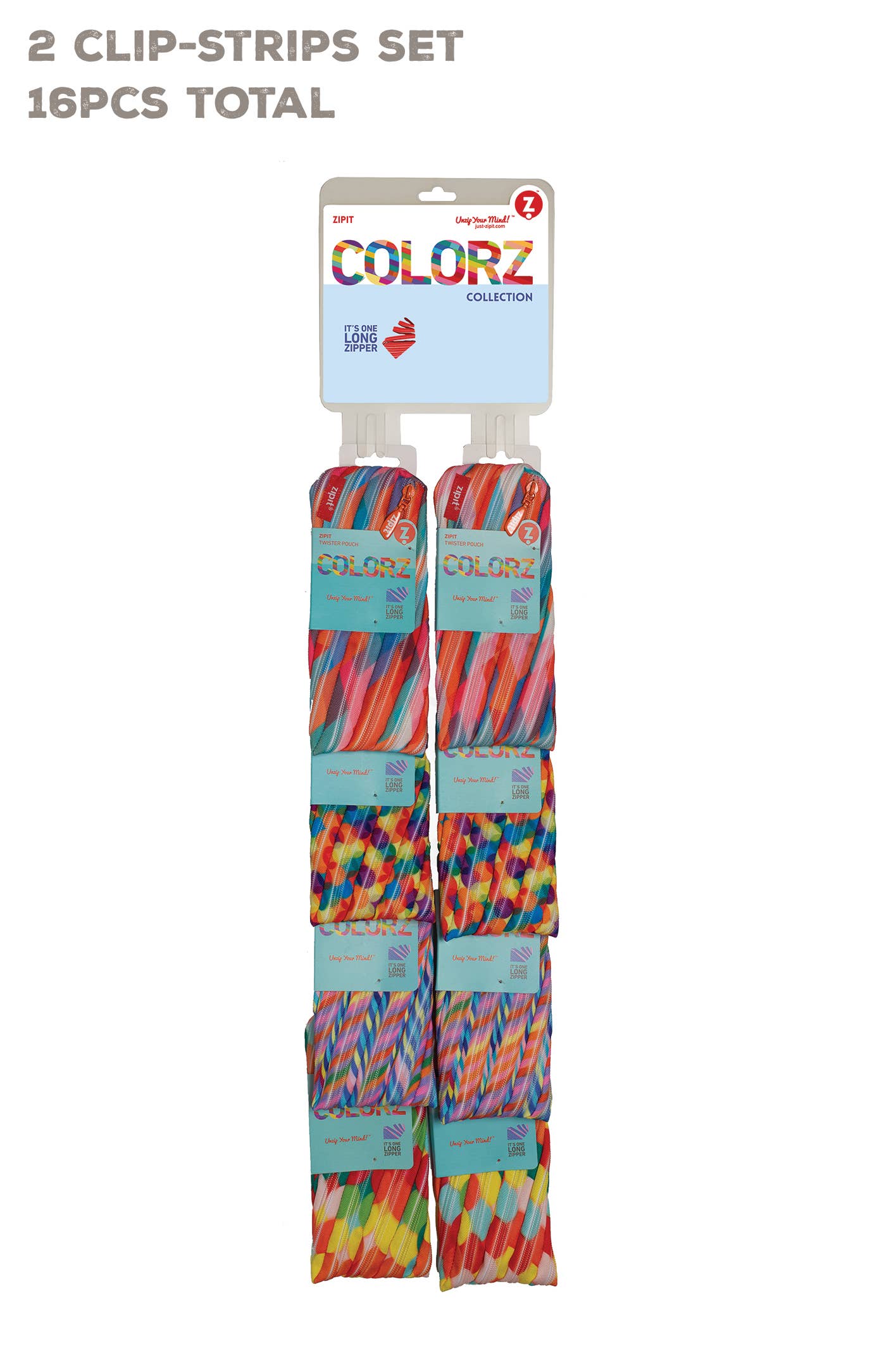 ZIPIT Colorz Pencil Case 2 Clip-Strip Set - 16 units